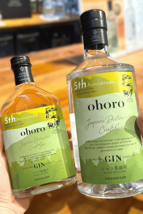 bottles of gin made at niseko distillery
