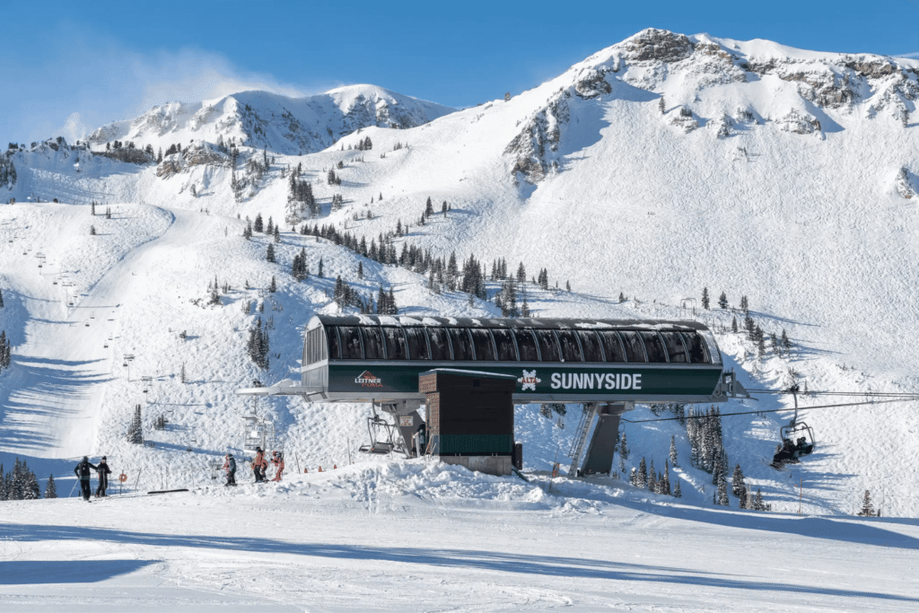 A blur bird day view of Suunyside chairlift at Alta Ski Area
